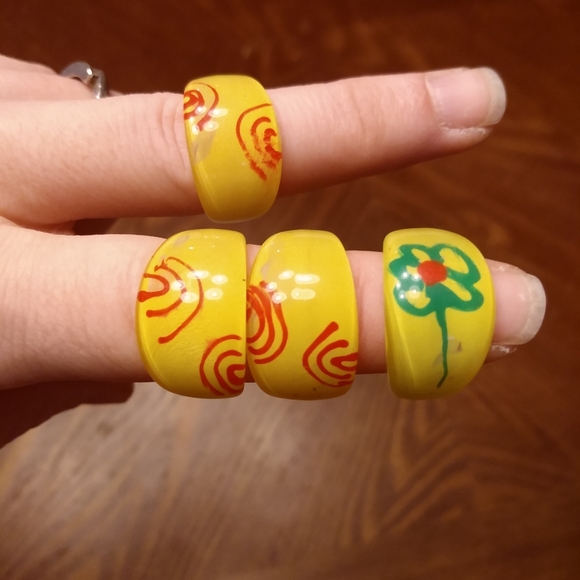 Yellow Acrylic Rings - Picture 2 of 2